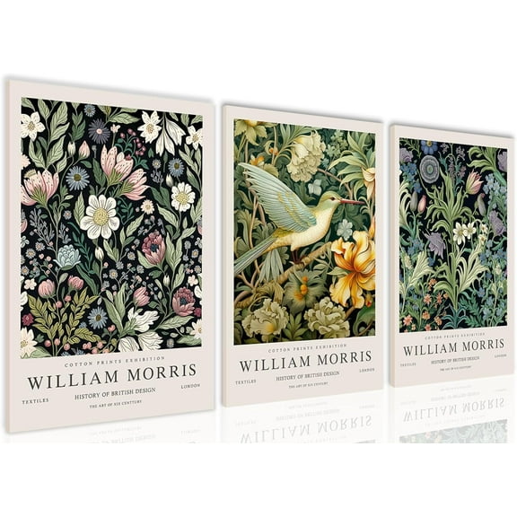 FCCUYE William Morris Wall Art Set of 3 Vintage Botanical Birds Posters Print Wall Decor Suitable for Living Room Dining Room Bedroom Office Decor 12x16in Unframed