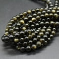 thumbnail image 4 of K-KED Natural Golden Sheen Black Obsidian Round Beads - 4mm 6mm 8mm 10mm 12mm - 15"-10 mm, 4 of 7
