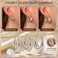 thumbnail image 4 of VEEDOFA Chunky Silver Platd Hoop Earrings for Women, Fashion Hypoallergenic earrings Minimalist Jewelry Gift, 4 of 7