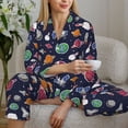 thumbnail image 4 of Wukai Rocket Satellite Print Women's Pajama Set - Soft Long Sleeve Sleepwear for Comfort and Style-XX-Large, 4 of 9