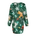 thumbnail image 7 of Women's Long Sleeve Hooded Sweatshirt Dress with Snowflake Christmas Tree Print, Ugly Christmas Sweater Women Style, Cozy Fall and Winter Dress with Pockets for Holiday,Dark Green,L, 7 of 7