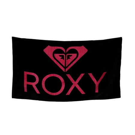 Cotton Beach Towels Bright Pink & Black Roxy Logo Beach Towel 40 X 70 Inches