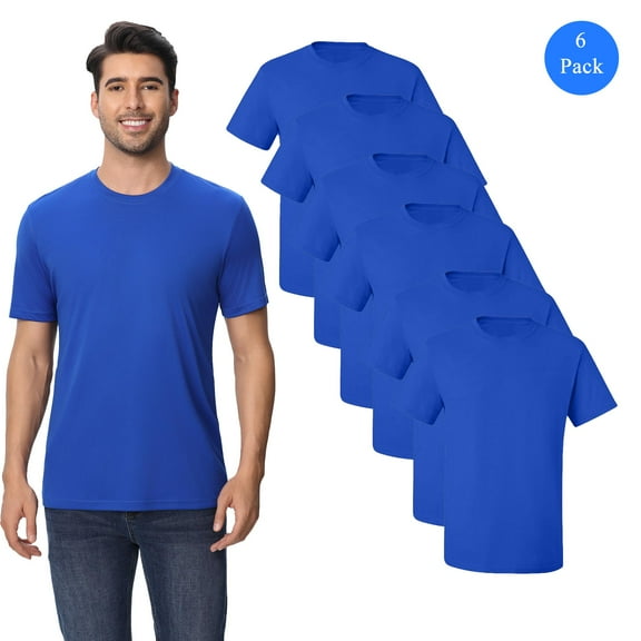 Zfeel Men's Dry Fit Performance T-Shirt, 100% Polyester, UPF 50+ Sun Protection, Short Sleeve, Pack 6, L