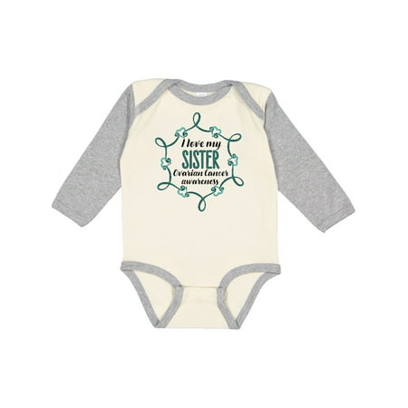 

Inktastic I Love My Sister Ovarian Cancer Awareness Gift Baby Boy or Baby Girl Long Sleeve Bodysuit