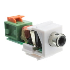 - Keystone Insert, White, RCA Female to Balun over twister pair (Black RCA), Working Distance 350 foot