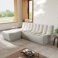 thumbnail image 2 of Sodrens Modern Sectional Sofa,Waffle modular sofa,Lazy Sofa Floor Sofa Foam Sofa Chenille Couch for Bedroom,Living Room and Apartment,3-Seat Sofa and Ottoman,Light Gray, 2 of 11