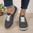 thumbnail image 3 of Women's Platform Canvas Walking Shoes Breathable Lace Up Non Slip Work Shoes with Arch Support Comfortable Slip On Sneakers Gray Size 8, 3 of 7
