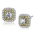 thumbnail image 1 of Women Two-Tone IP Gold Stainless Steel Earrings with AAA Grade CZ in Clear, 1 of 1