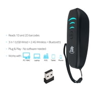 ScanAvenger SA1100 Mini Wireless Barcode Scanner - Bluetooth, Rechargeable 1D/2D Handheld QR Scanner