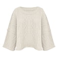 thumbnail image 4 of Beige Womens Tops Womens Cropped Sweaters Oversized Cable Knit Crewneck Long Sleeve Pullover Trendy Casual Loose Sweater Tops Fall Outfits for Women 2025, 4 of 5