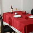 thumbnail image 3 of Fennco Styles White Lace Trimmed Red Holiday Cotton Woven Tablecloth 58" W x 96" L - Solid Color Table Cover for Christmas, Wedding Décor, Banquets and Family Gatherings, 3 of 9