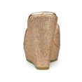 thumbnail image 2 of BLISSFUL STEP Women Glitter Platform Slip on Wedge Heels Sandals Rose Gold 6.5, 2 of 6
