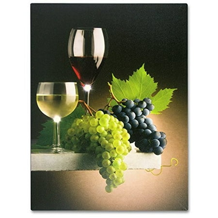 Wine LED Canvas Print - White and Red Wine Glasses and