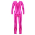thumbnail image 3 of YONGHS Kids Girls Glossy Metallic Unitard Long Sleeve Bodysuit Ballet Dance Gymnastic Jumpsuit Hot Pink 4, 3 of 5