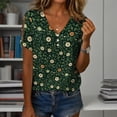 thumbnail image 2 of Blusa Zhyaj de manga corta con cuello en V y estampado floral bohemio para mujer, 2 of 6