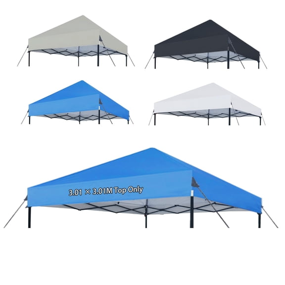 JORAMOY 10x10 Canopy Replacement Top Only, Waterproof Pop Up Canopy Tent Top Cover with Ropes, Instant Canopy Top Sunshade Sliver Coated for Outdoor Garden Patio Camping, Blue