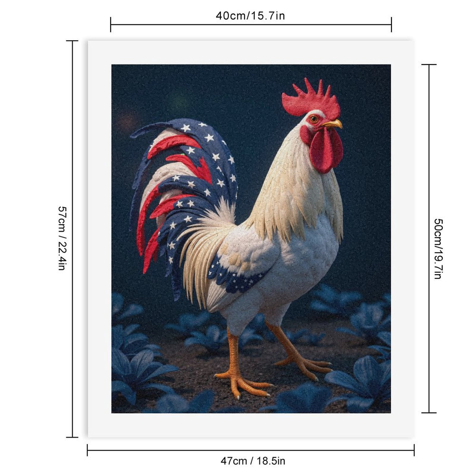 Paint By Numbers Kit for Adults Beginner - DIY Rooster Patriotic Blue Red Feathers Canvas Painting Kits for Adults, Frameless Paint By Number for Adults for Home Wall Decor 16x20 Inch