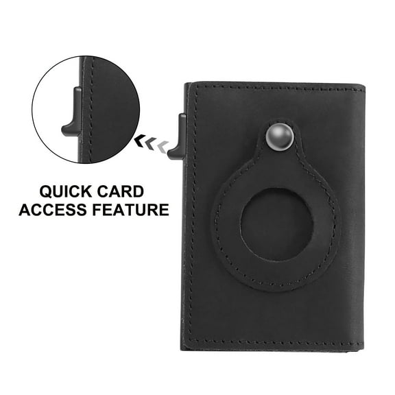 Kiplyki Leather Wallet With Protective Case For Airtags Multifunctional Buckle Card Bag Compatible With AirTag Sleeve For Men