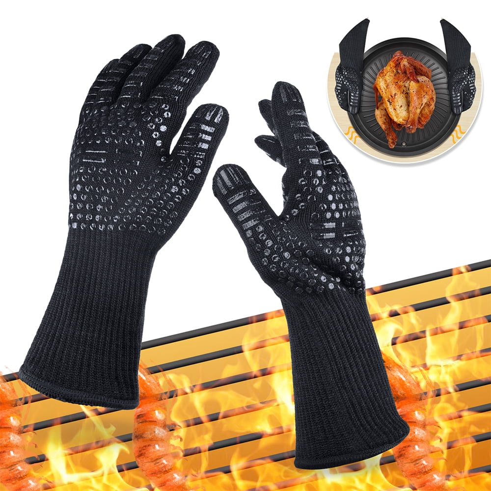BBQ Gloves, Extreme Heat Resistant Grill Gloves AntiSlip Aramid Fiber