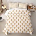 thumbnail image 2 of Castle Fairy Hippie Oval Grid Twin Quilt Set 2 Pieces,Tribal Rounded Twin Coverlet Set,Mustard White,1 Bedspread and 1 Pillowcase, 2 of 7