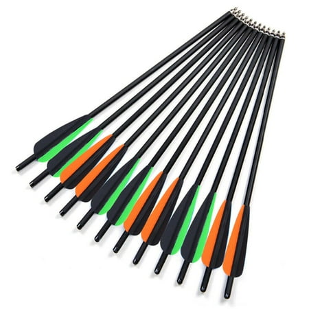 FUTATA 12-Pack Crossbow Bolt Carbon Hunting Arrows 20 Crossbow Bolt Arrows With 4 Blade Arrow/Tip (Orange & Green)