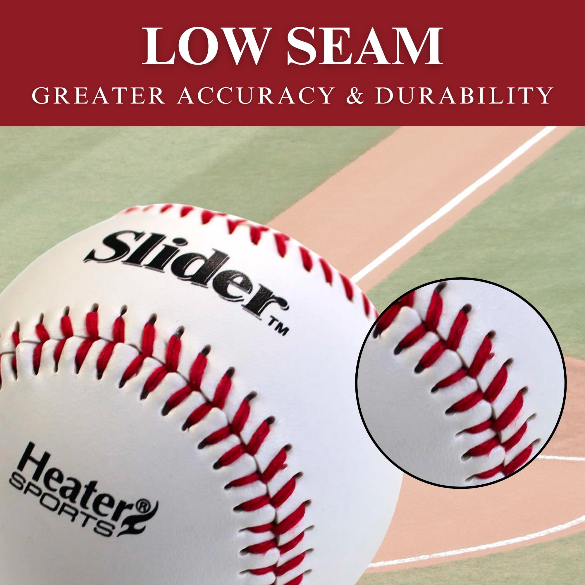 Heater Sports Slider Lite Genuine Leather Pitching Machine Baseballs - 1 Dozen, Accurate, & Long-Lasting