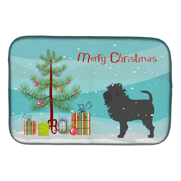 Affenpinscher Merry Christmas Tree Dish Drying Mat