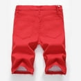thumbnail image 3 of Jeans Men Mens Denim Shorts B Iker Zipper Distressed Ripped Slim Stretch Cropped Pants Jeans Homme Slim Red S-28, 3 of 3