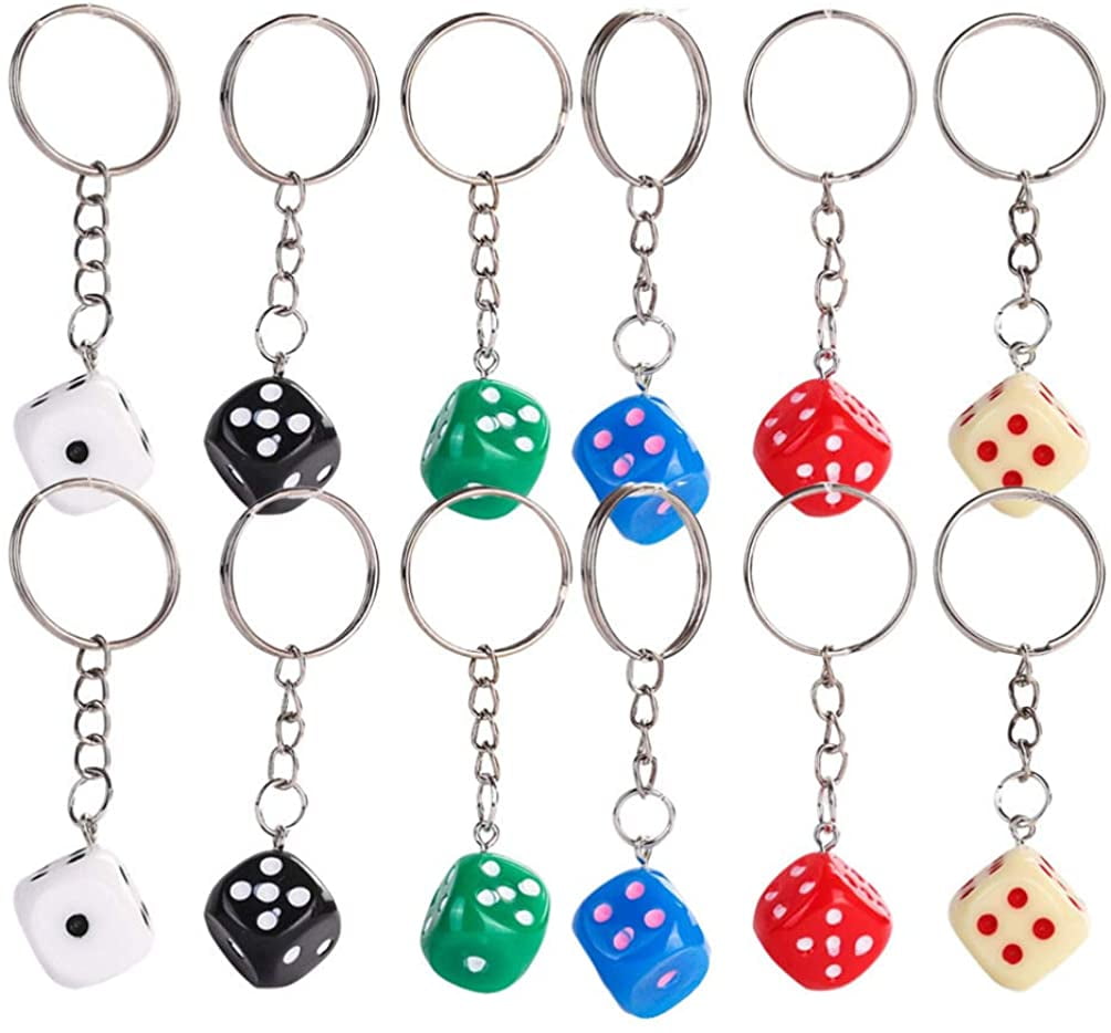 Large Acrylic CLEAR DIE Dice KEY CHAIN Ring Keychain NEW 