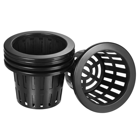 Uxcell Garden Slotted Mesh Cups Hydroponic Net Pots Plastic 5 Inch, Suitable for Planting, Black 5pcs