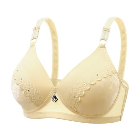 

Felwors Women s Lace Jacquard Bra Thin Comfortable No Steel Ring Mother Bra