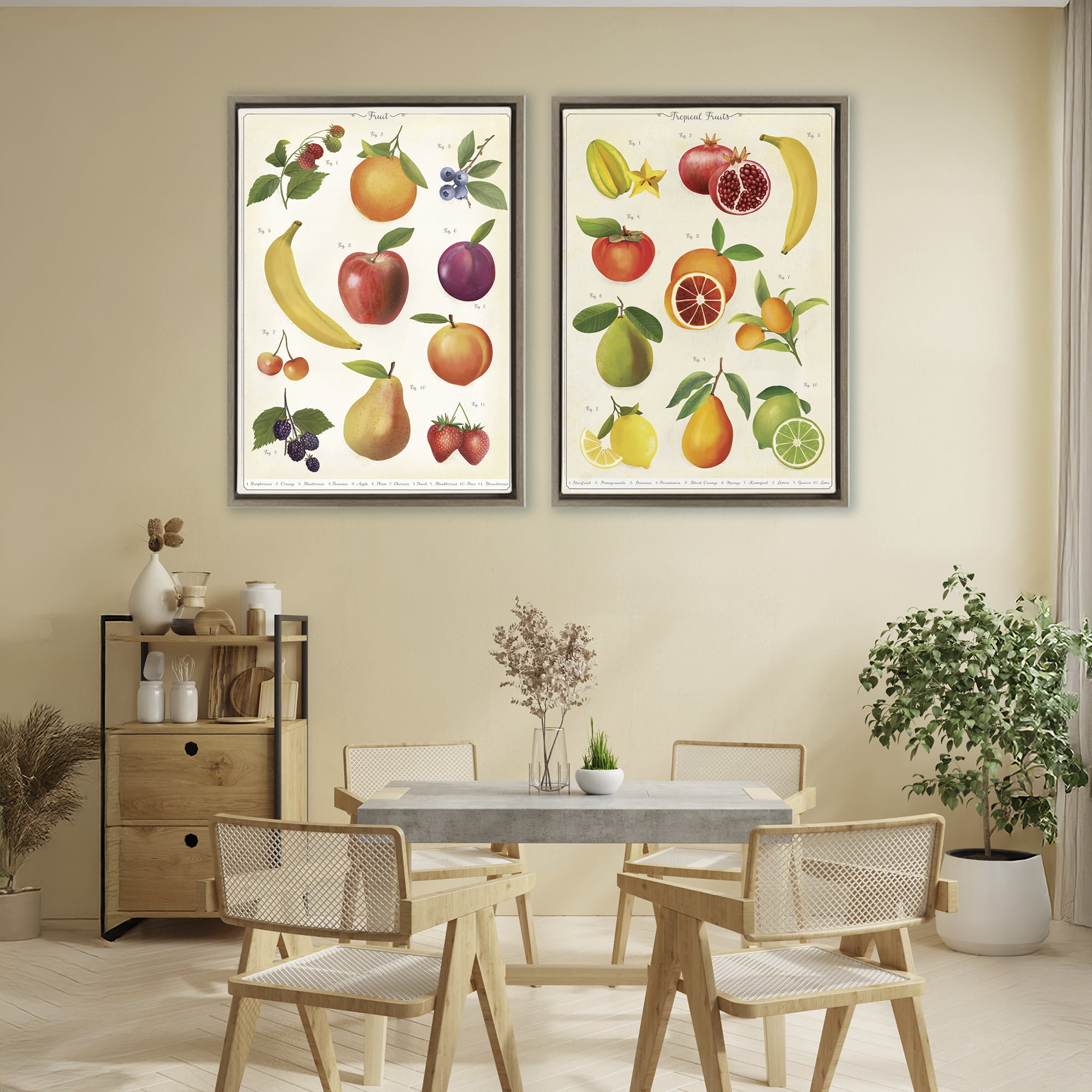 Stupell Industries Kitchen Studies Fruit 2 Piece Brown Framed Floater Canvas Set, design by Diane Neukirch
