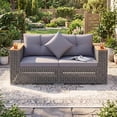 thumbnail image 2 of Costway 2 PCS Patio Corner Sofa Set with Thick Cushions Wide Acacia Wood Armrests for Garden Gray, 2 of 10