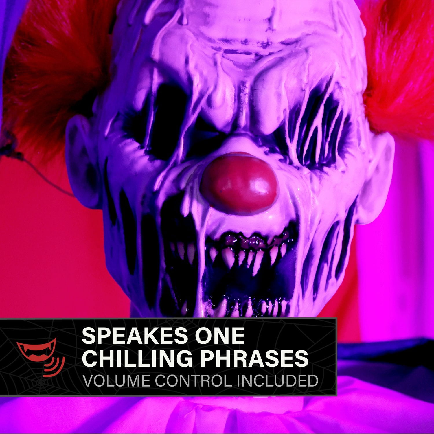 Haunted Hill Farm Multicolor LED Plug-In/Battery I Scream Clown Cart Halloween Animatronic 6-Ft.