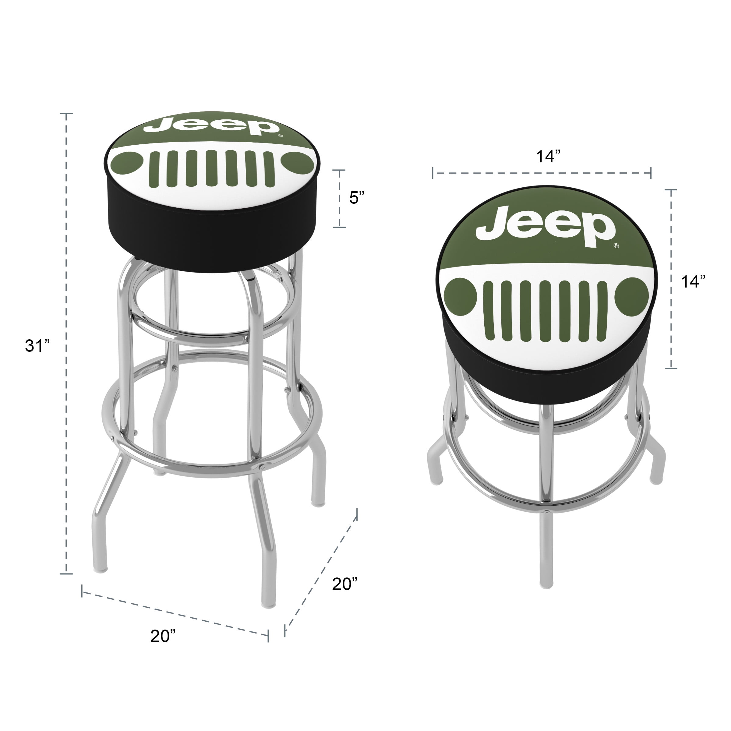 Trademark Gameroom Jeep Grille 2 Bar Stool with Padded Seat