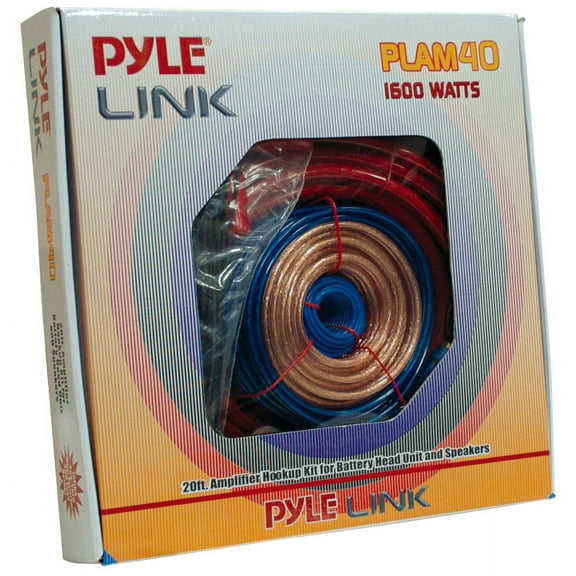 Pyle 1200 Watt Car Audio Wiring Kit, 20ft 4 Gauge Red Power Wire, 4ft 4 Gauge Black Ground Wire