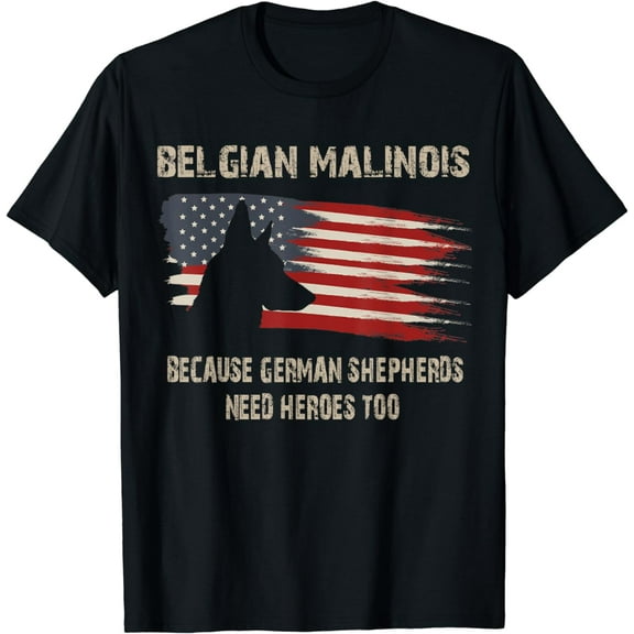 Belgian Malinois American Flag Funny T-Shirt Dog Gift T-Shirt