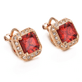 thumbnail image 3 of Yoursfs Big Birthstone Ruby Clip on Earrings for Women Wedding Bride Square CZ Halo Clip Earrings Non Pierced Ears Fashion Jewelry Gifts, 3 of 8