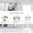 thumbnail image 4 of Juegos de baño de mármol con cortina de ducha, cortina de ducha de baño blanca dorada gris abstracta, cortina de ducha de mármol moderna, decoración de baño azul blanco gris, 4 of 5