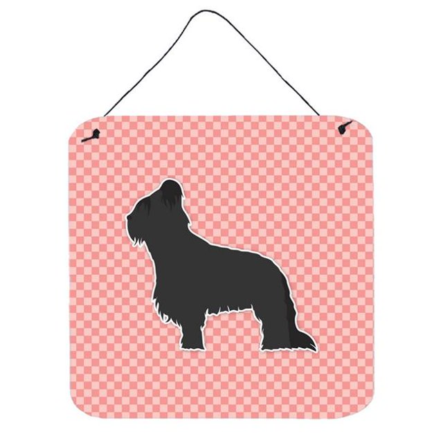 Briard Checkerboard Pink Wall or Door Hanging Prints