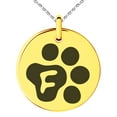 thumbnail image 1 of Stainless Steel Letter F Initial Cat Dog Paws Monogram Engraved Small Medallion Circle Charm Pendant Necklace, 1 of 1