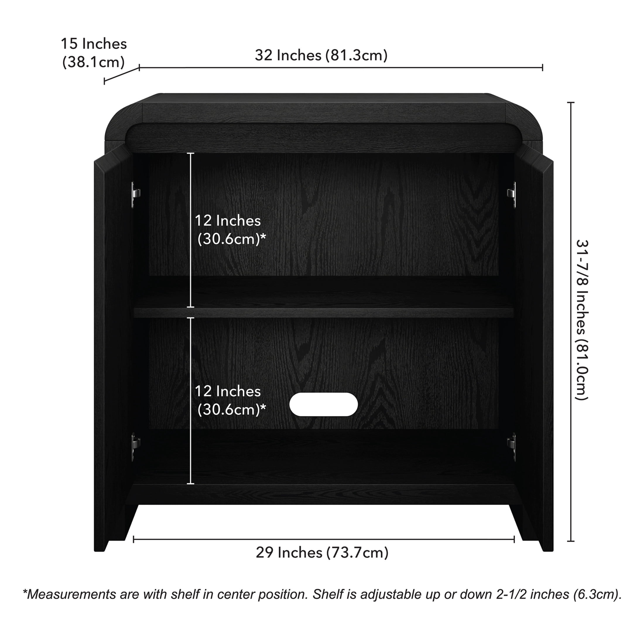Evelyn&Zoe Modern/Contemporary 32" Wide Black Grain Accent Cabinet