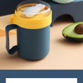 thumbnail image 2 of Breakfast cup with lid spoon High appearance level student milk cup microwavable portable Japanese soup cup for office workers, 2 of 5