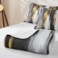thumbnail image 4 of Homewish Gray Gold Quilt King,Abstract Modern King Coverlet Set,3 Pieces, 4 of 7