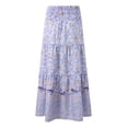 thumbnail image 4 of Skirts for Women Dressy Flared Ruffle Color Block Soft & Breathable Spring a Line High Waisted Wedding Guest Party Long Skirt, 4 of 7
