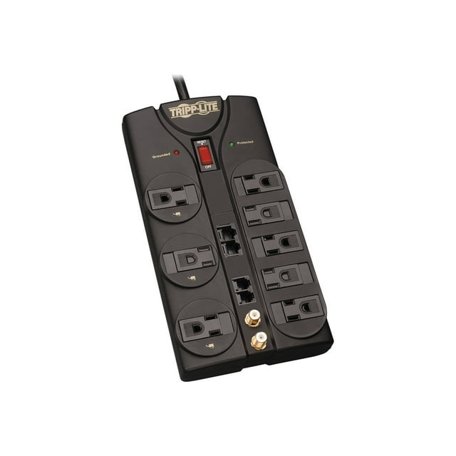 Tripp Lite Surge Protector Power Strip 120V 8 Outlet RJ11 RJ45 Coax 10' Crd 3240 Joule - Surge protector - AC 120 V - output connectors: 8 - black