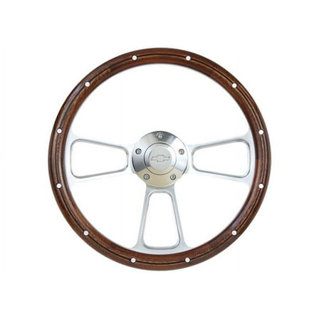 Brothers Trucks STRF8PW160-69 Steering Wheel - Custom - Polished/Wood - Bowtie