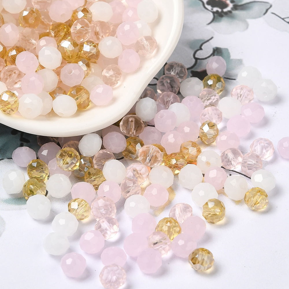 500 g Glass Beads Faceted Rondelle Pink 6x5mm Hole: 1mm 2360pcs/500g