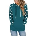 thumbnail image 2 of JUSLIO Fall/Winter Womens Tops Relaxed Fit Hoodies Sweatshirts with Pockets Long sleeve Irregular Print Sweatshirts Green L, 2 of 6