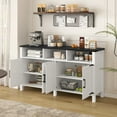thumbnail image 2 of Euroco 59" Large Sideboard Buffet Cabinet with Storage, Wood Coffee Bar Station with Charging Station,Adjustable Shelves and Open Storage Shef for Living Room,Dining Room,White, 2 of 9